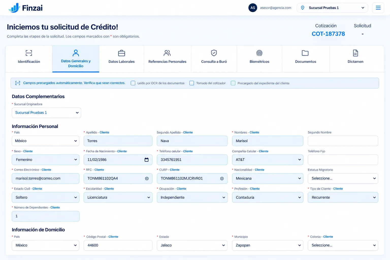 Finzai — solicitud de crédito en línea